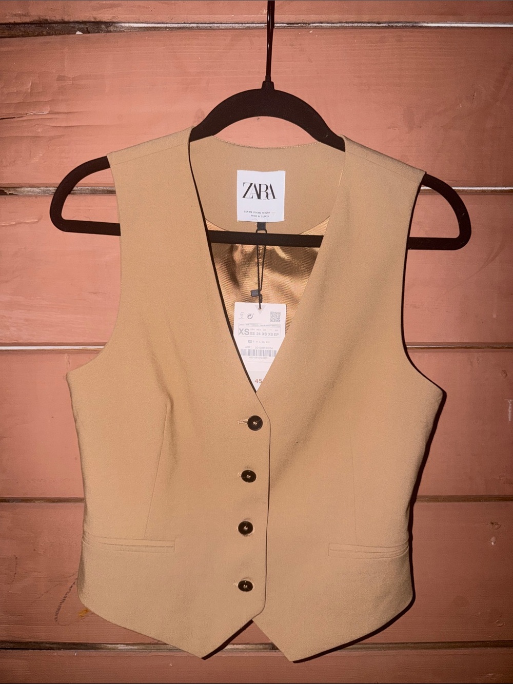 ZARA Tan Tailored Sleeveless Vest